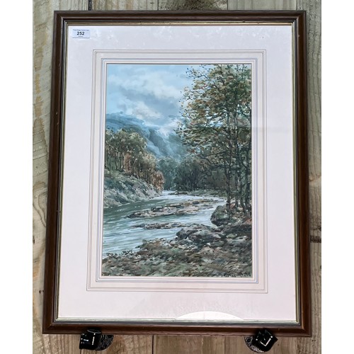 252 - Hamilton Glass R.S.A.
Watercolour showing river and mountain scene. [Frame- 70x56cm]