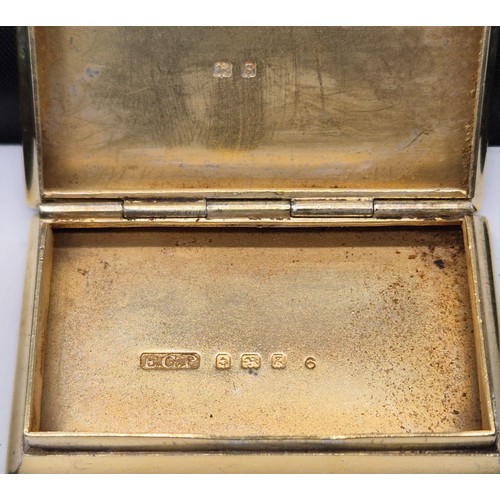 217 - Antique Birmingham silver gilded snuff box. Produced by Eustace George Parker [1.5x5.3x3.5cm]