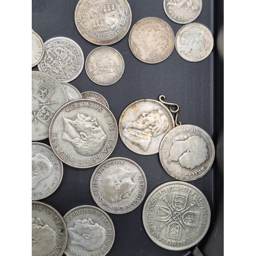 208 - A Collection of mixed silver coins; Silver Queen Victoria Young and old head coin, Victorian Gothic ... 