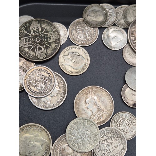 208 - A Collection of mixed silver coins; Silver Queen Victoria Young and old head coin, Victorian Gothic ... 