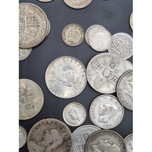 208 - A Collection of mixed silver coins; Silver Queen Victoria Young and old head coin, Victorian Gothic ... 