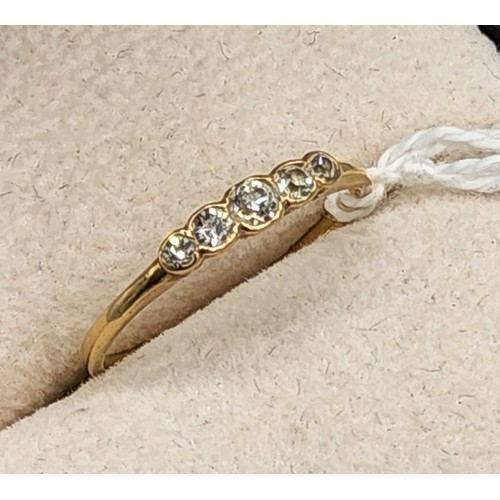 79 - Antique 18ct yellow gold ring set with five various sized round cut diamonds. [Ring size M] [1.21Gra... 