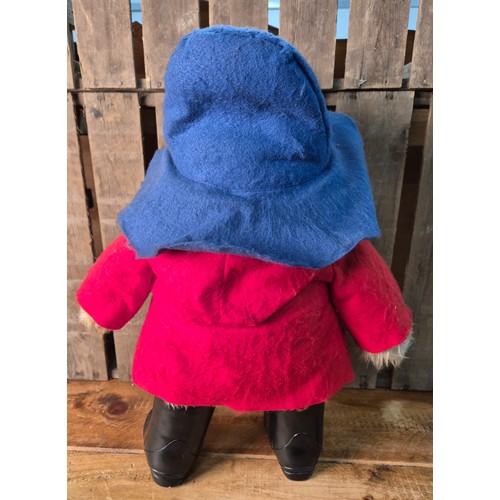 416 - Vintage Eden Paddington Bear plush toy- blue hat, red coat, tag and booklet. [49cm high]