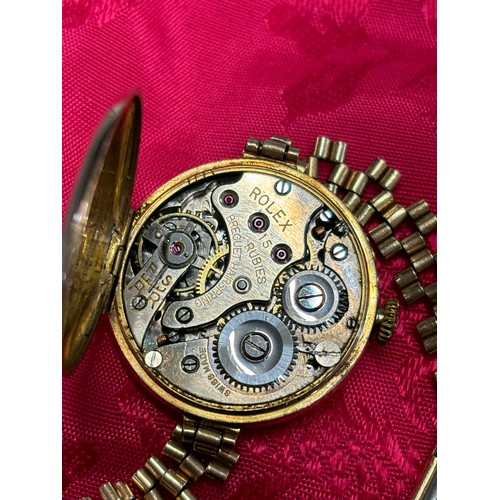 52 - 1920's, 30's Rolex Pink 9ct gold cased watch; 15 rubies- Breguet Hairspring- Number 53825. 