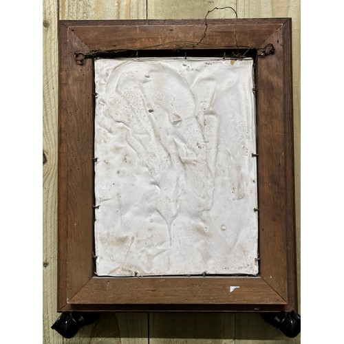 160 - Antique plaster raised relief mould depicting a side portrait of 'Catherine Fitzgerald' Signed S.K. ... 