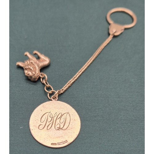 4 - 9ct yellow gold key chain, I.D. Fob and Lion Charm- all marked 9ct. [15.87grams]