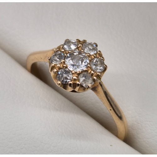 11 - Antique 18ct yellow gold ring set with various sized round cut diamonds. [Ring size K 1/2] [2Grams]