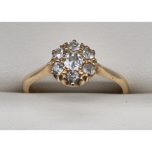 11 - Antique 18ct yellow gold ring set with various sized round cut diamonds. [Ring size K 1/2] [2Grams]