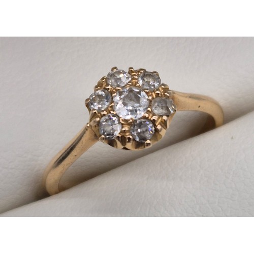 11 - Antique 18ct yellow gold ring set with various sized round cut diamonds. [Ring size K 1/2] [2Grams]