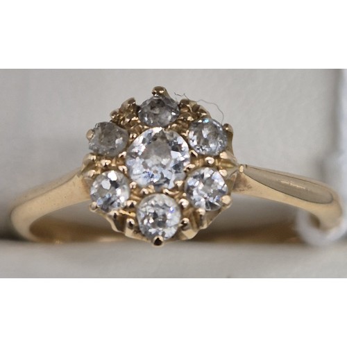 11 - Antique 18ct yellow gold ring set with various sized round cut diamonds. [Ring size K 1/2] [2Grams]