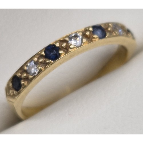 23 - 18ct yellow gold, Sapphire and Diamond gem stone ring. [Ring size J] [1.82Grams]