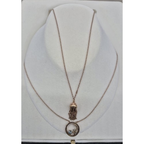 31 - Antique 9ct yellow gold Pendant fitted with a round cut Aquamarine gem stone and two seed pearls, 9c... 