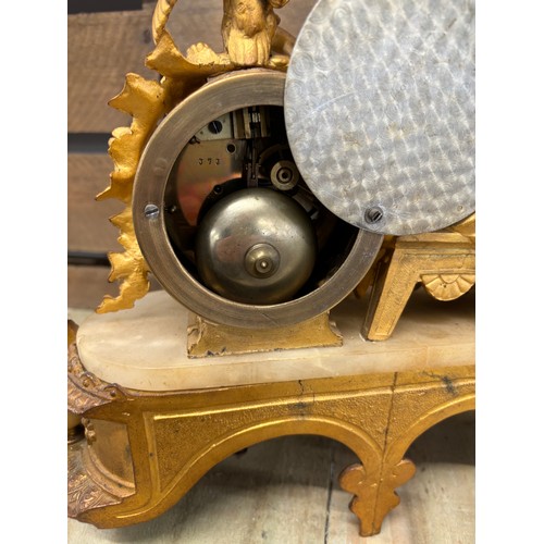 153 - 19th century French Ormolu and onyx figural mantel clock; 