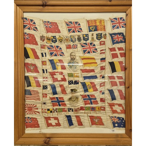 178 - Framed Collection of Silk Military cigarette cards. Produced by B.D.V. Cigarettes