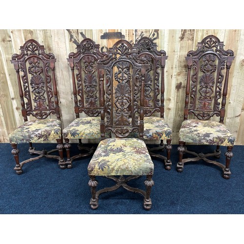 303 - A Set of six 18th/ 19th century high back dining chairs. [132cm high]