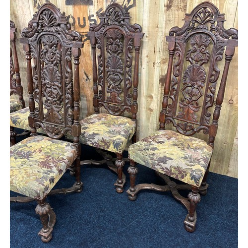 303 - A Set of six 18th/ 19th century high back dining chairs. [132cm high]