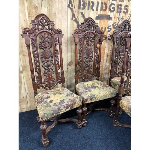 303 - A Set of six 18th/ 19th century high back dining chairs. [132cm high]