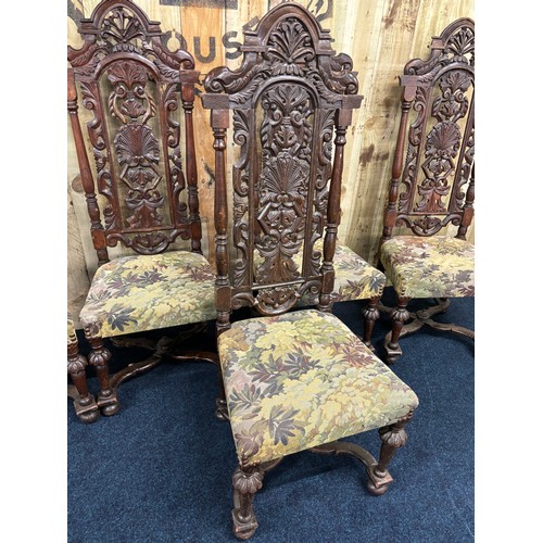 303 - A Set of six 18th/ 19th century high back dining chairs. [132cm high]