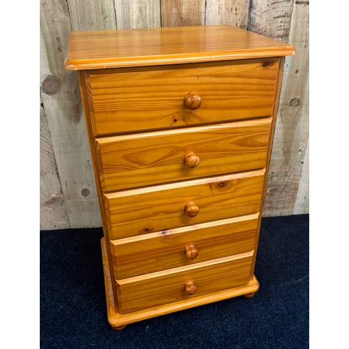 329 - Pine five drawer chest. [90x55x41cm]