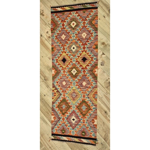 330 - Hand Knotted Chobi Kilim Runner Rug [194x65cm]