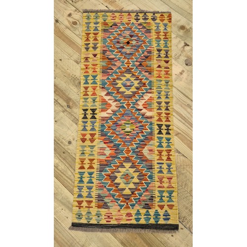 345 - Hand Knotted Chobi Kilim Runner Rug. [143x61cm]