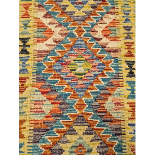 345 - Hand Knotted Chobi Kilim Runner Rug. [143x61cm]