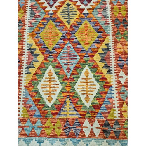 356 - Hand knotted Chobi Kilim rug- Aztec style- Vibrant colours. [148x102cm]