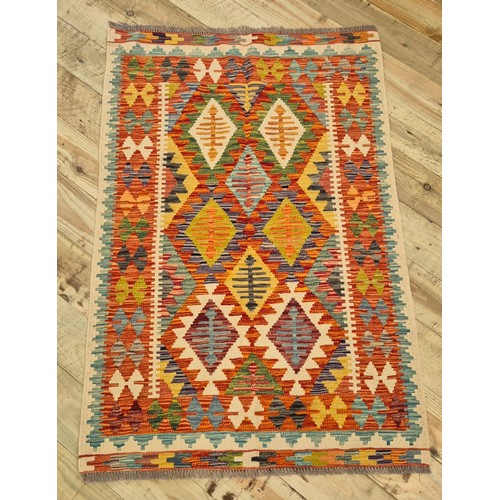 356 - Hand knotted Chobi Kilim rug- Aztec style- Vibrant colours. [148x102cm]