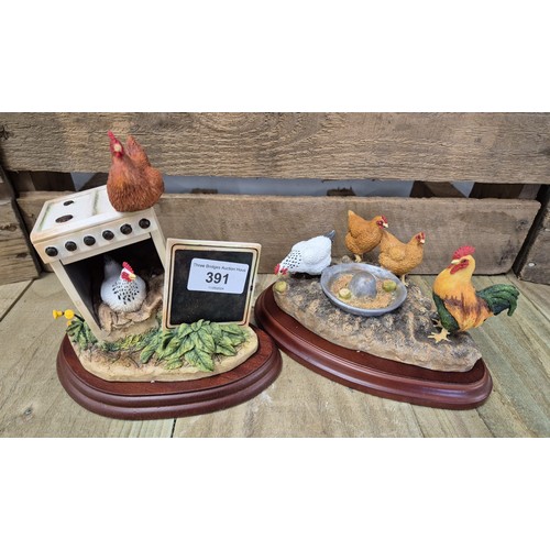 391 - Two Border Fine Arts chicken & cockerel figures.- One box.