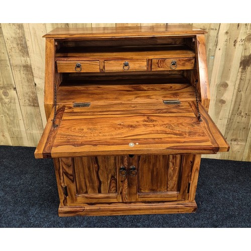 327 - Heavy Mexican pine writing bureau. [100x80x44cm]