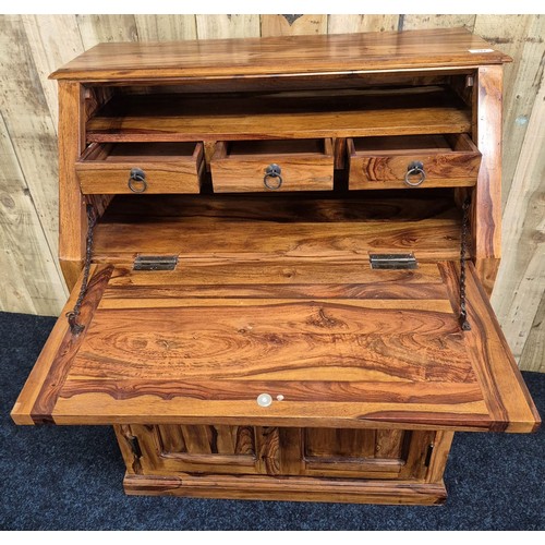 327 - Heavy Mexican pine writing bureau. [100x80x44cm]