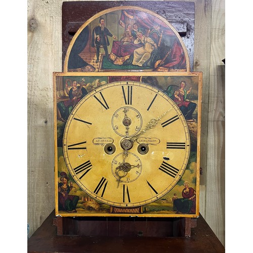 334 - 19th century Long case grandfather clock- Archibald Gray of Lesmahagow. Enamel painted dial showing ... 