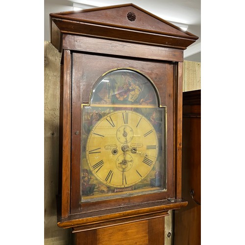 334 - 19th century Long case grandfather clock- Archibald Gray of Lesmahagow. Enamel painted dial showing ... 