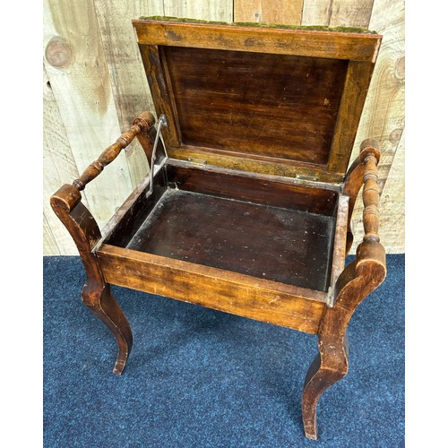 458 - Antique piano stool with lift top section [59x55x35cm]