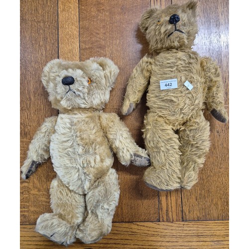 442 - Two antique/ vintage teddy bears with movable joints. [46cm length]