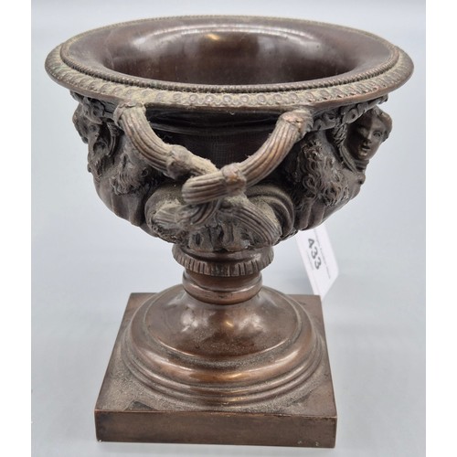 433 - Antique Bronze two handle urn. [13CM HIGH]