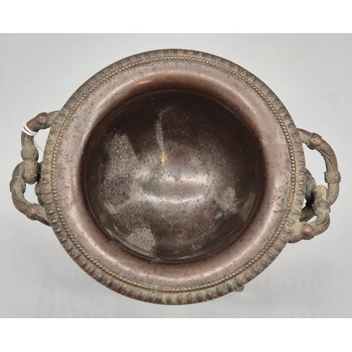 433 - Antique Bronze two handle urn. [13CM HIGH]