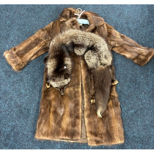 421 - Vintage Jenners of Edinburgh ladies fur coat and stole.