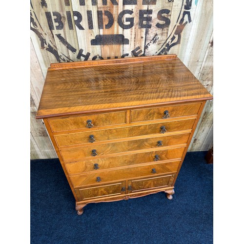 358 - Reproduction of an antique tallboy chest. Rectangle top, two small drawers over four narrow drawers ... 