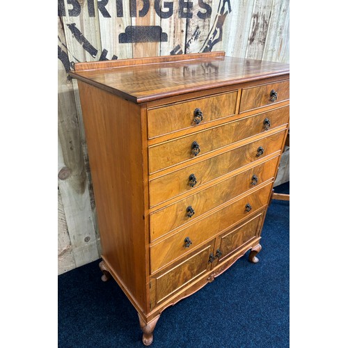 358 - Reproduction of an antique tallboy chest. Rectangle top, two small drawers over four narrow drawers ... 