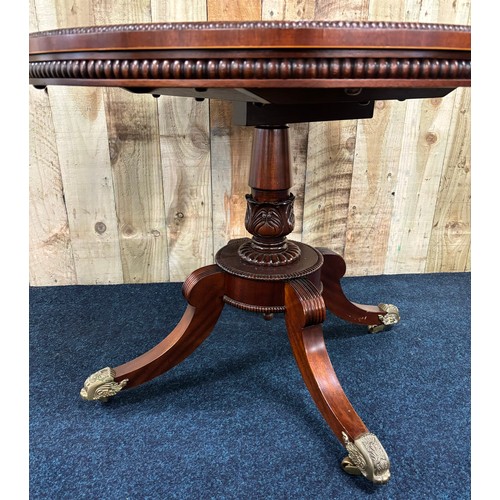 354 - Reproduction Bespoke antique style mahogany and satinwood inlay centre table. Flip top action. Carve... 