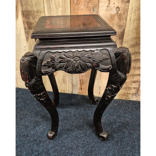 313 - Antique ebonised Chinese plant stand table. [61x40x40cm]