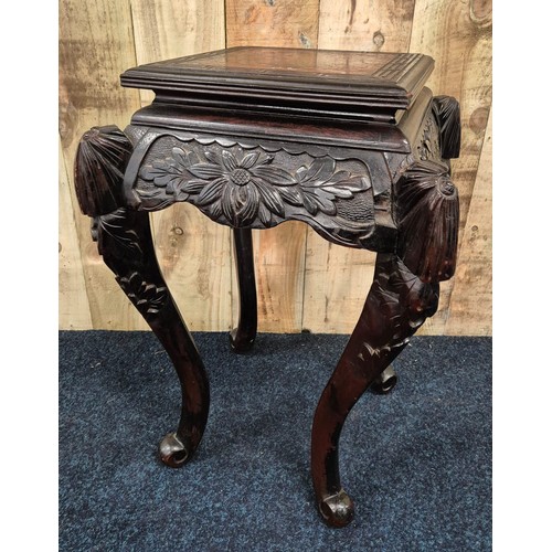 313 - Antique ebonised Chinese plant stand table. [61x40x40cm]