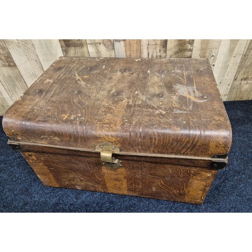 312 - Antique metal bound travel trunk. [50x75x56cm]