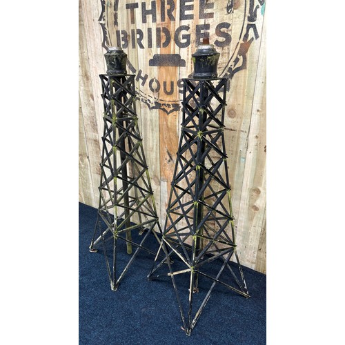 305 - A Pair of Metal made tower lamps [140cm high]