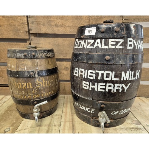 186 - Two antique Sherry barrels. 