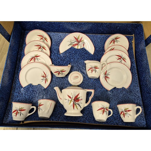 212 - 1920's 30's English made porcelain dolls tea set  with original box.