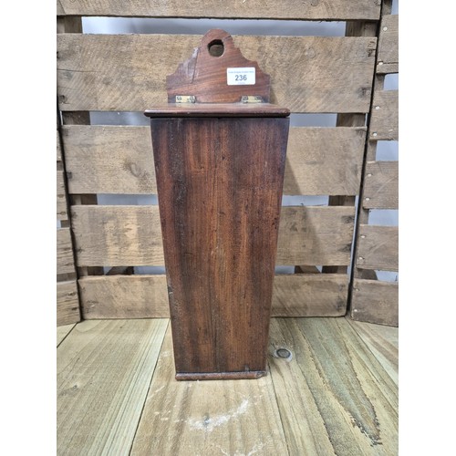 236 - Antique 19th century mahogany candle box. [43cm high]