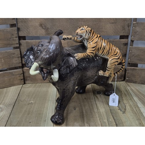 226 - Large Beswick Elephant & Tiger figure. [30cm high]