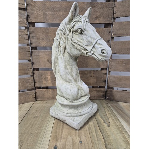 225 - Concrete Horse bust garden sculpture. [48cm high]